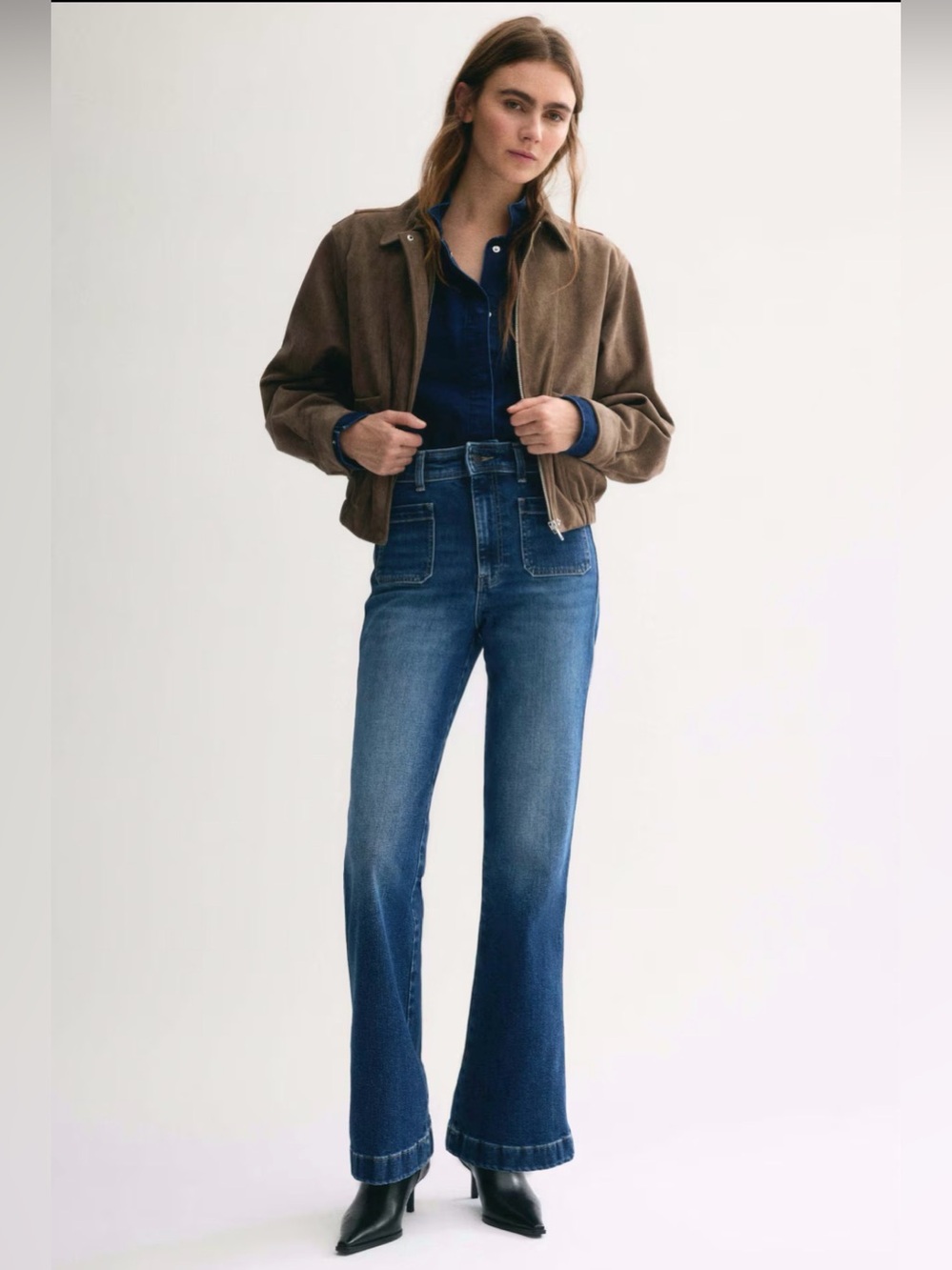 NWT H&M Flared High Waisted Jeans, Dark Denim Blue, Size 0